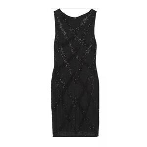 Alice + Olivia Little Black Dress Sequin Cocktail Beaded Size 4
